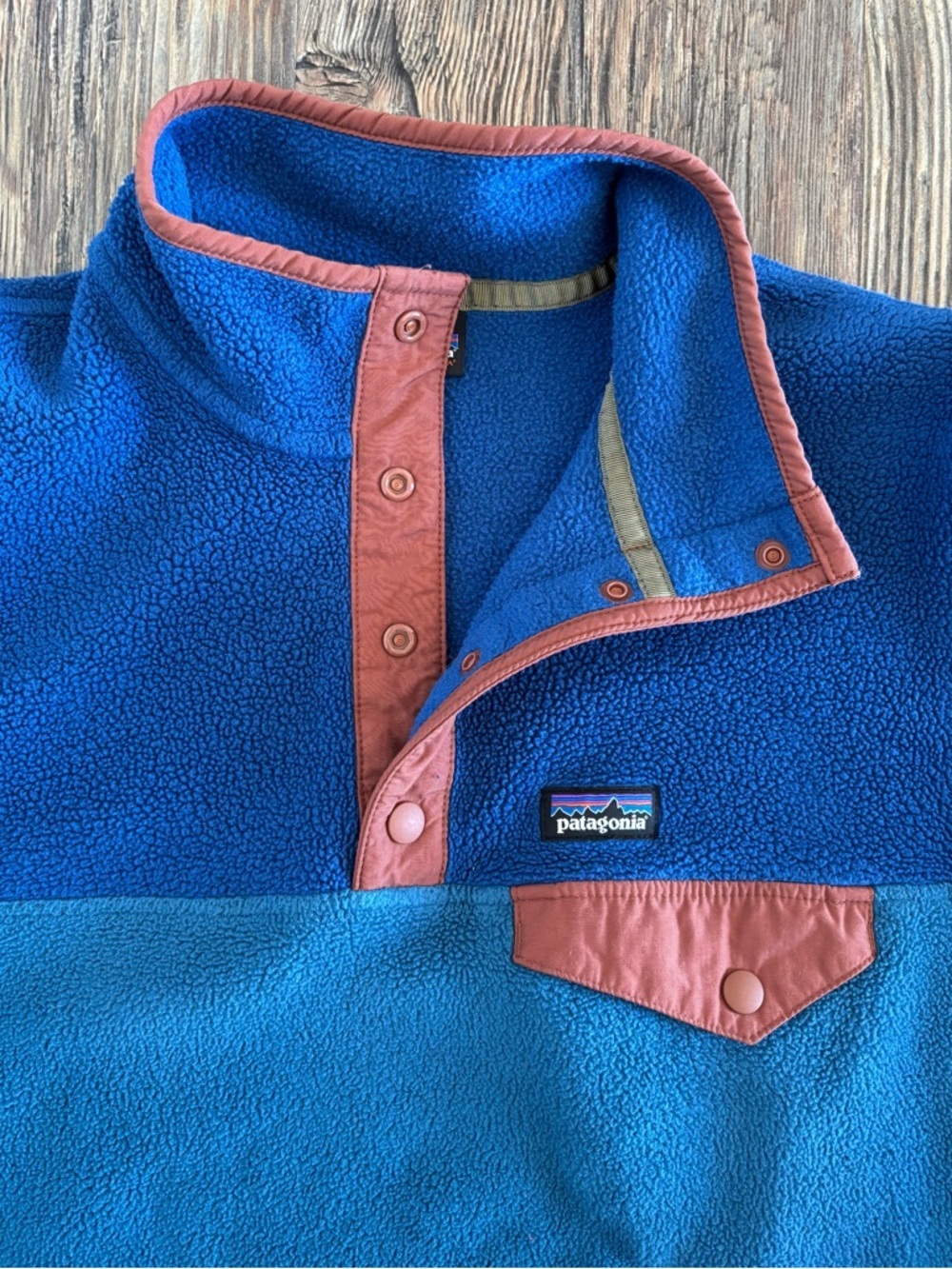 Patagonia Synchilla Snap-T Fleece Pullover Kids Lg (12) Wavy Blue Lightweight - Picture 5 of 11